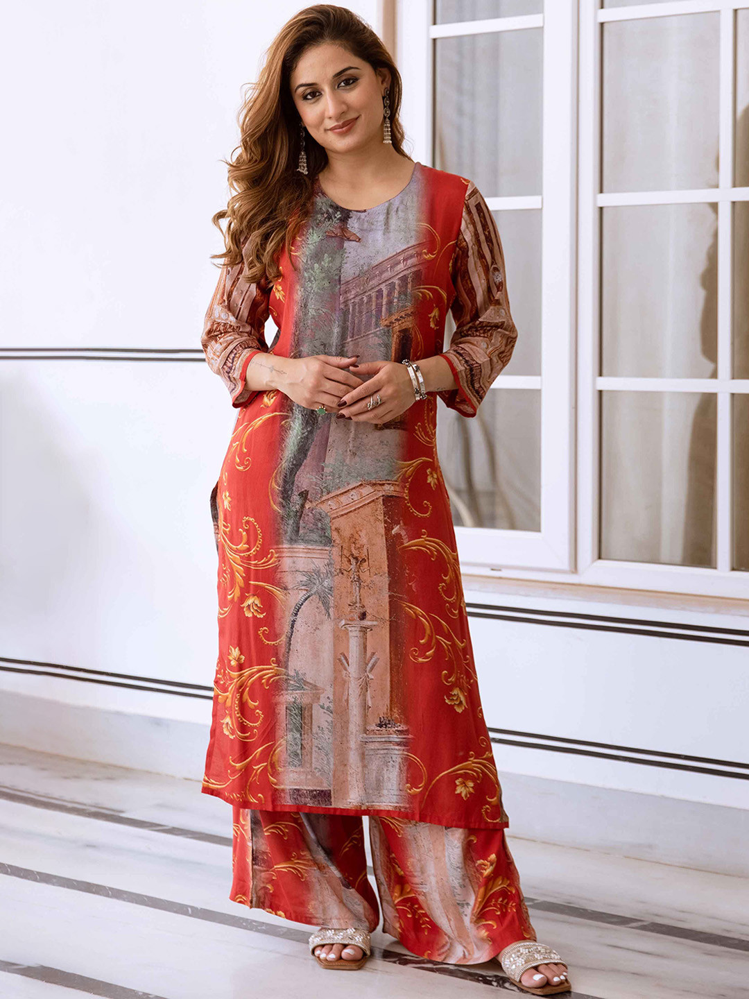 KALINI Women Printed Regular Kurta with Palazzos