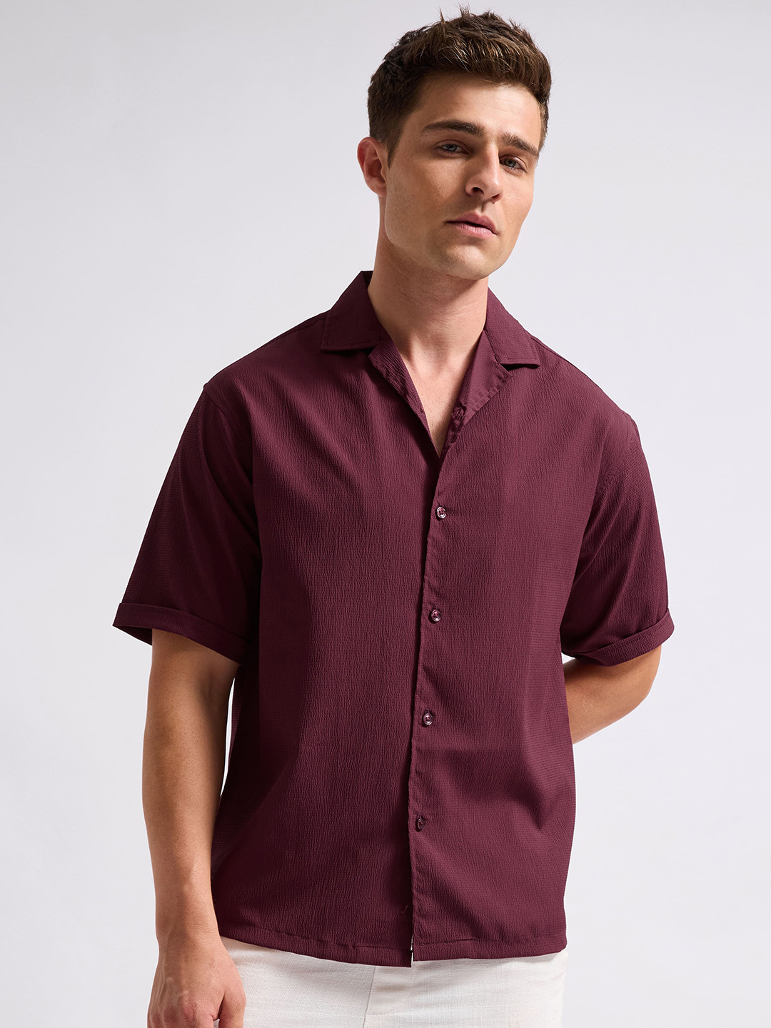 MISCHIEF MONKEY Men Classic Boxy Opaque Casual Shirt