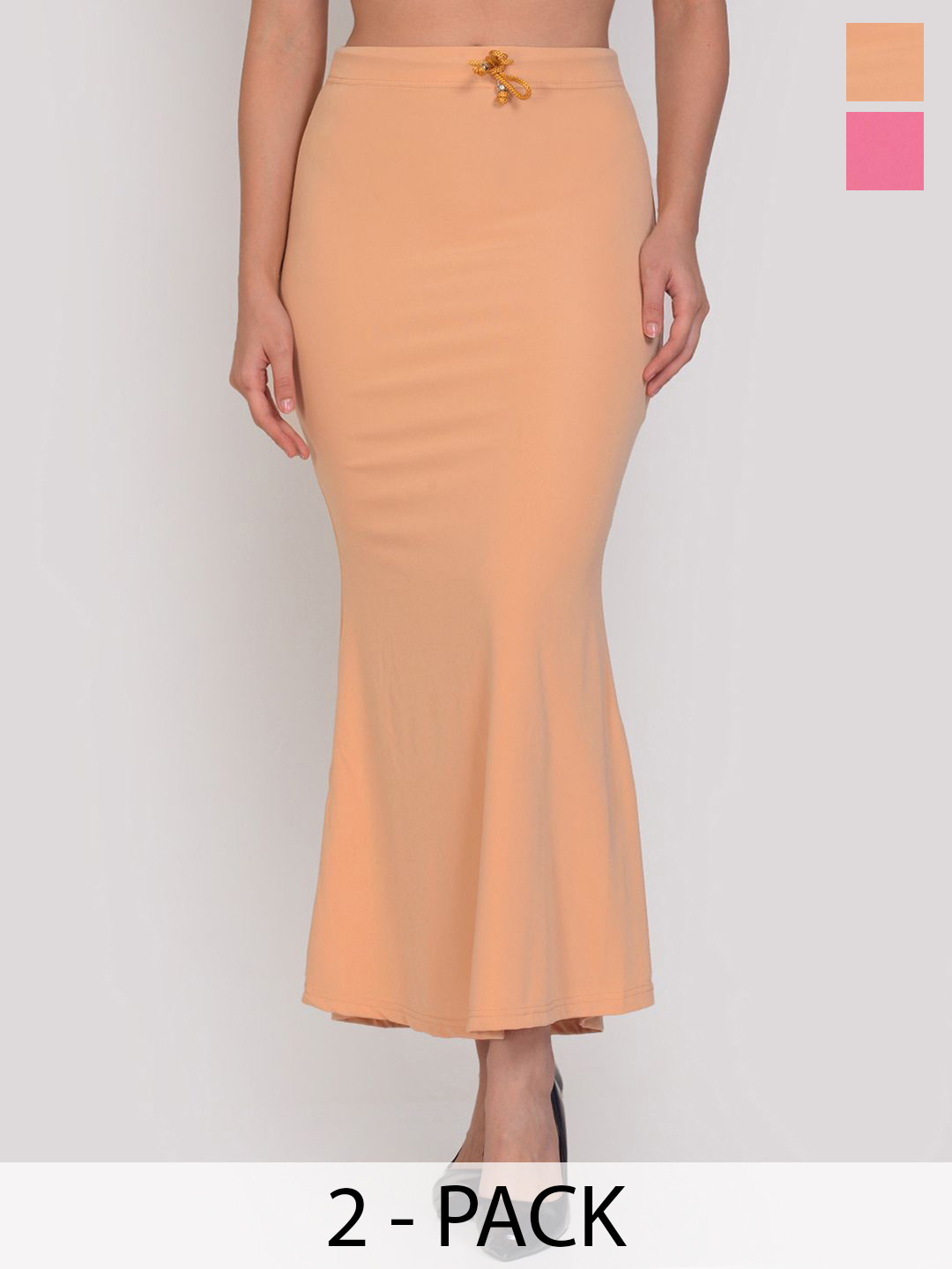 HOT BEES Women Pack of 2 Stretchable Solid Saree Shapewear