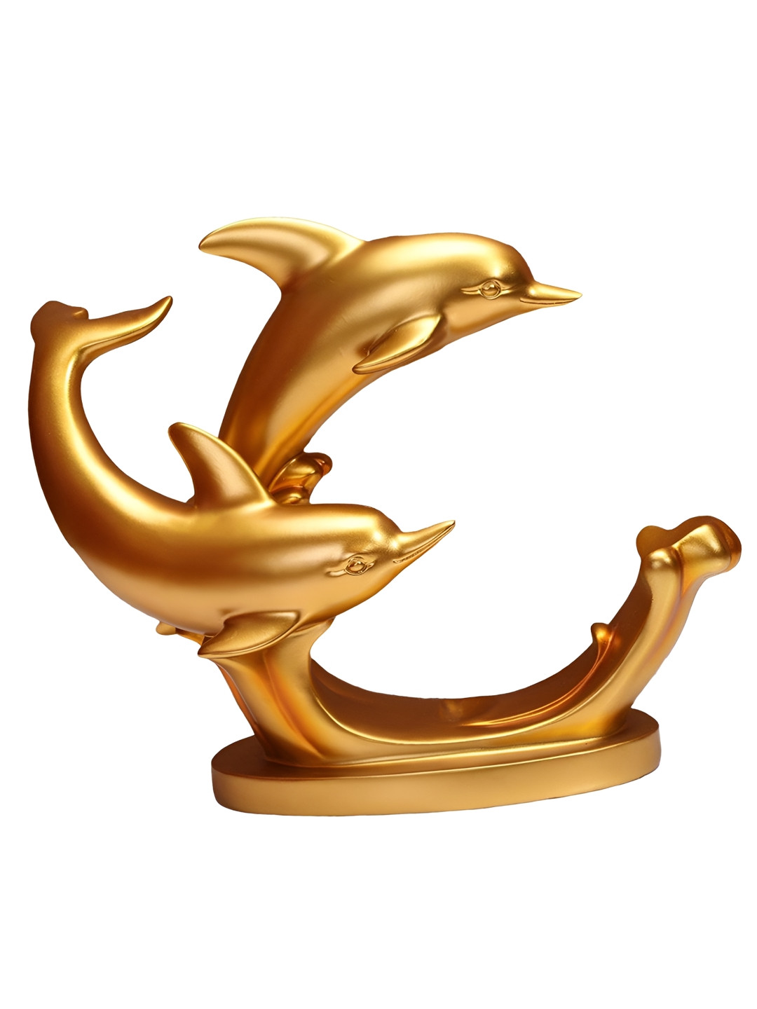 Cortina Fish Gold Resin Matte Living Room Medium Showpiece - 9.1 Inches