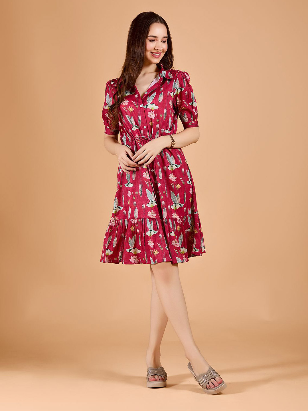 Amarasha Women Shirt Collar Fit & Flare Dress