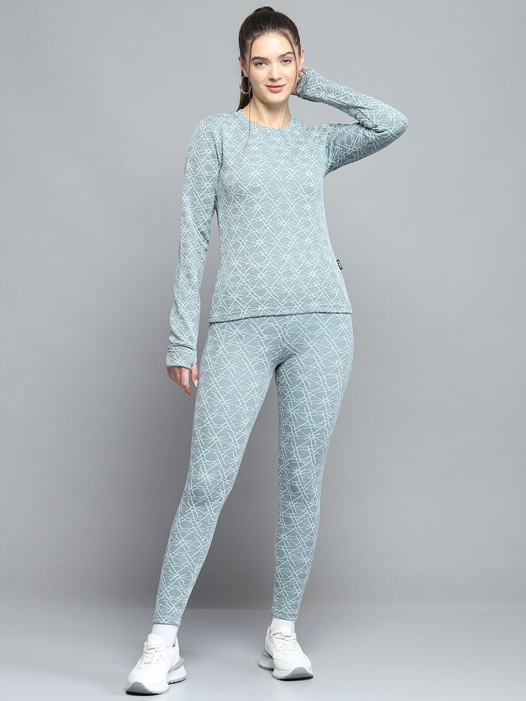 rock.it Women Self Designed Round Neck Mid Rise Tracksuit