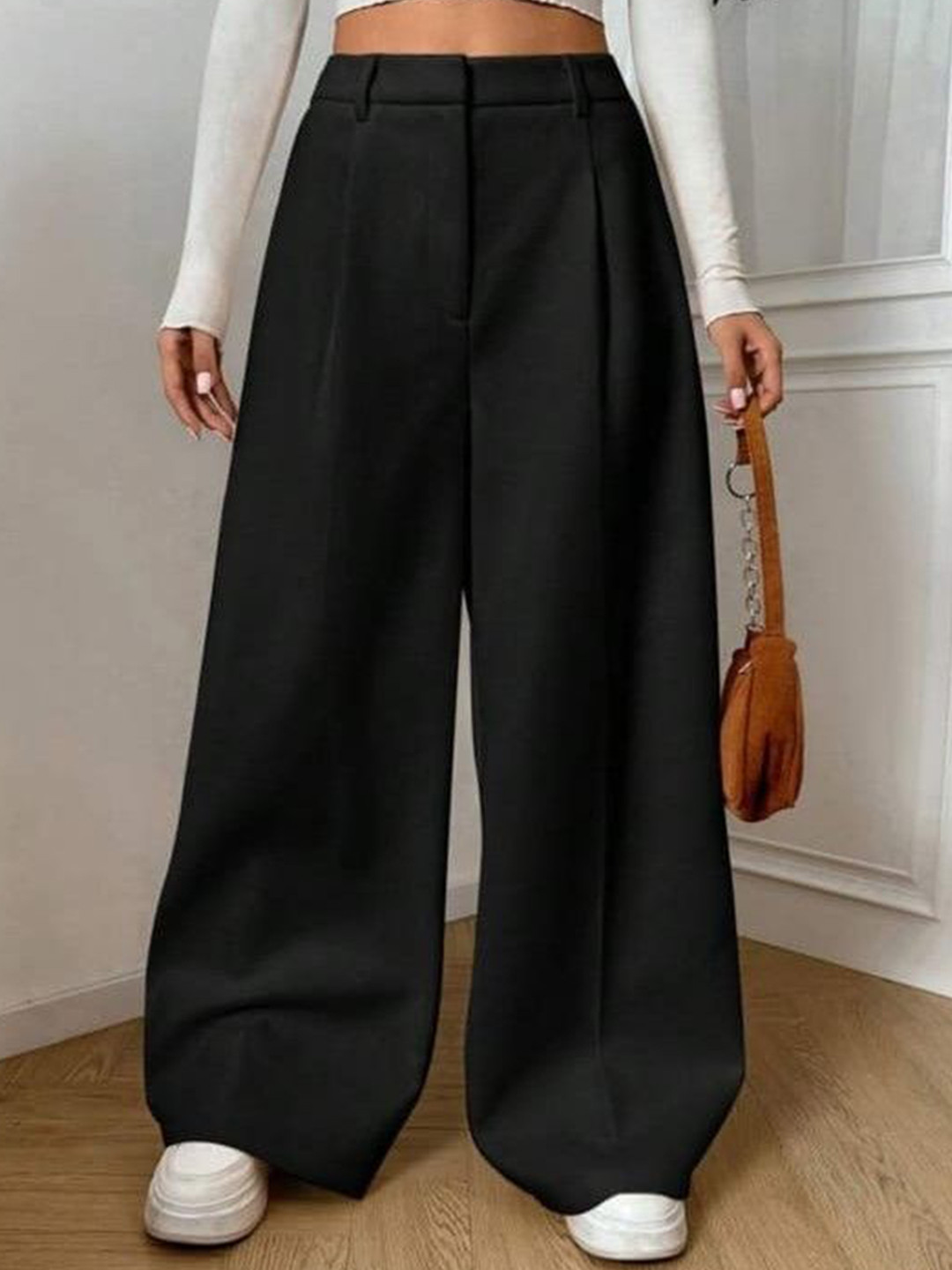 BROADSTAR Women Smart High-Rise Pleated Korean Pants