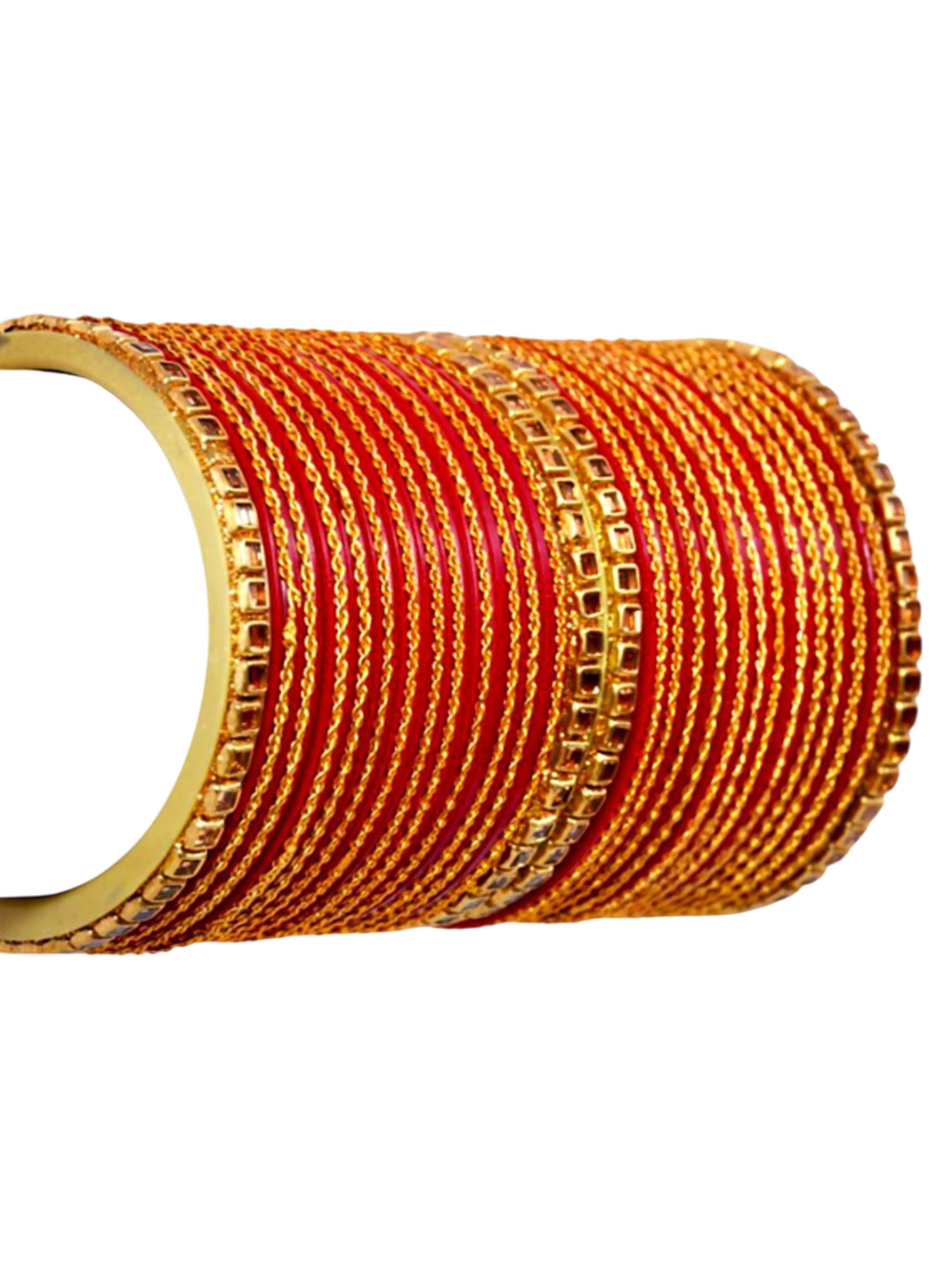 Zindura Pack Of 28 Gold Plated Crystal Stone Studded Bangles