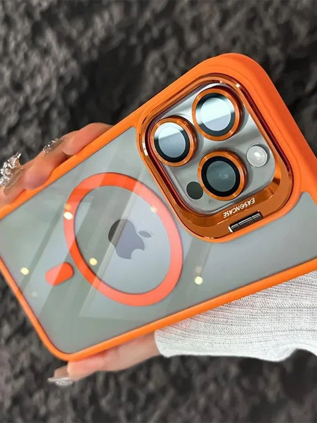 Luxury Kase Solid LK174 Magnetic Mag-Safe Stand Lens Protector iPhone 16 Pro Max Back Case