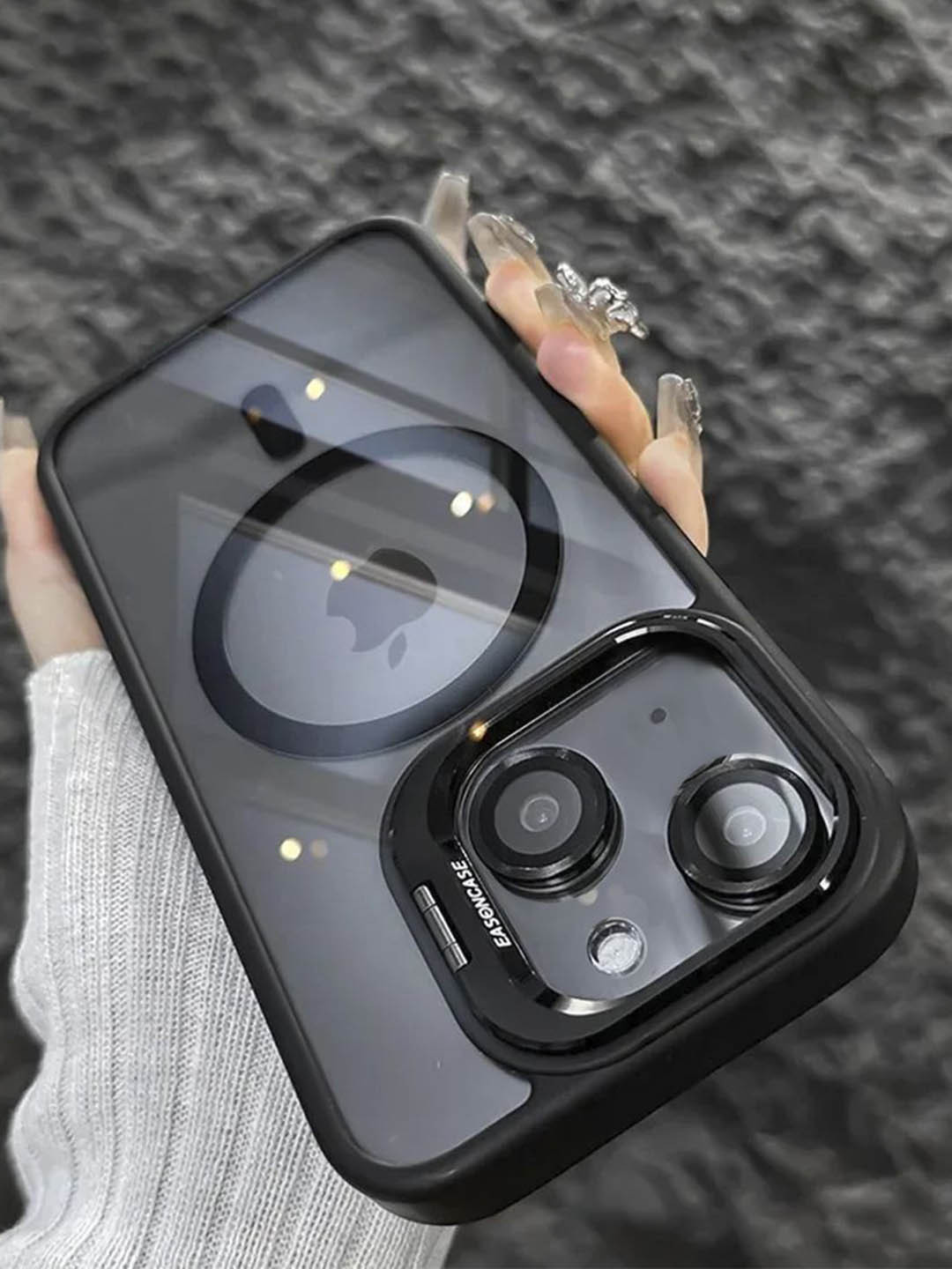 Luxury Kase Solid LK174 Magnetic Mag-Safe Stand Lens Protector iPhone 14 Plus Back Case