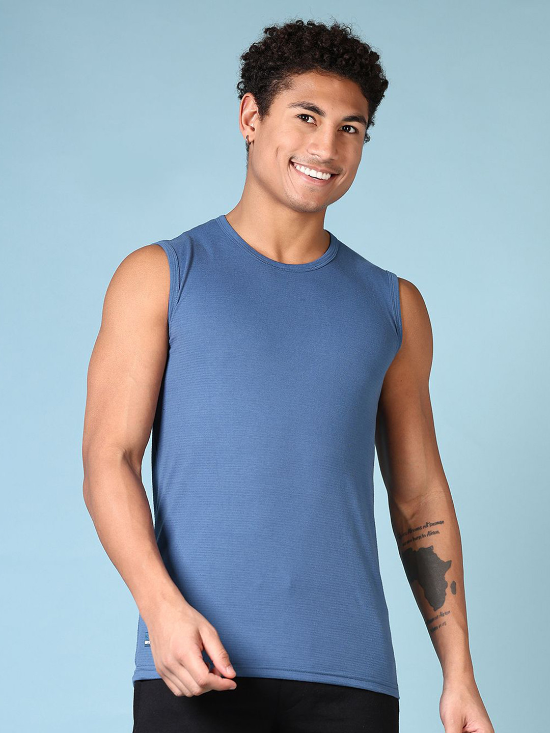 V-Mart Men Solid Round Neck Cotton Sando T-shirt