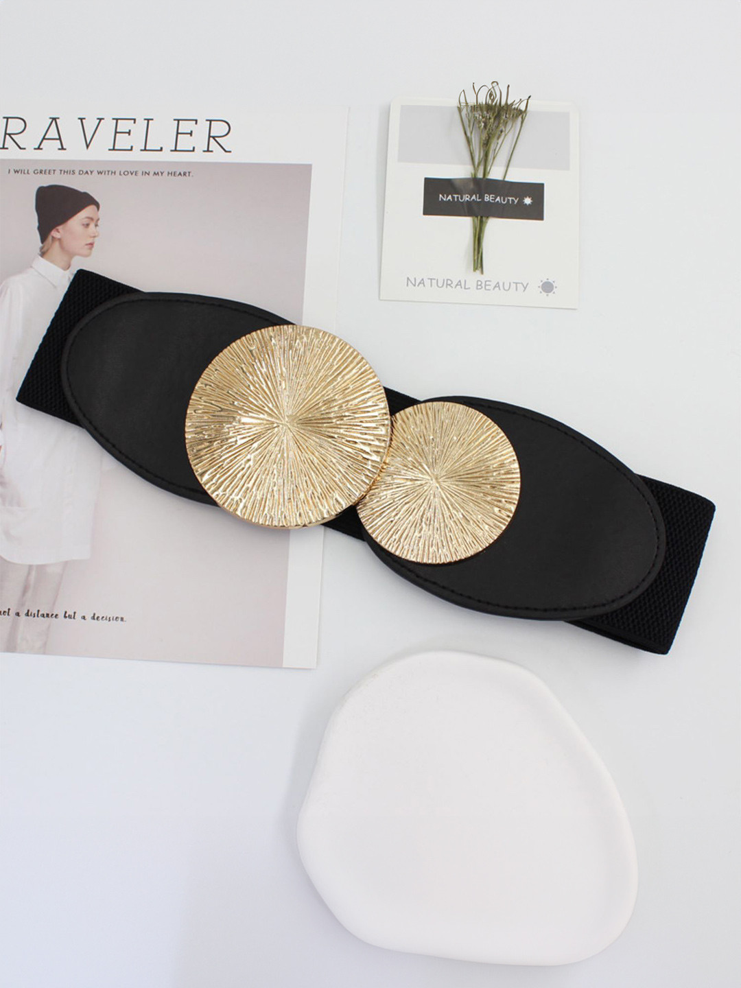 SYGA Women Stretchable Waist Belt with Double Round Buckle