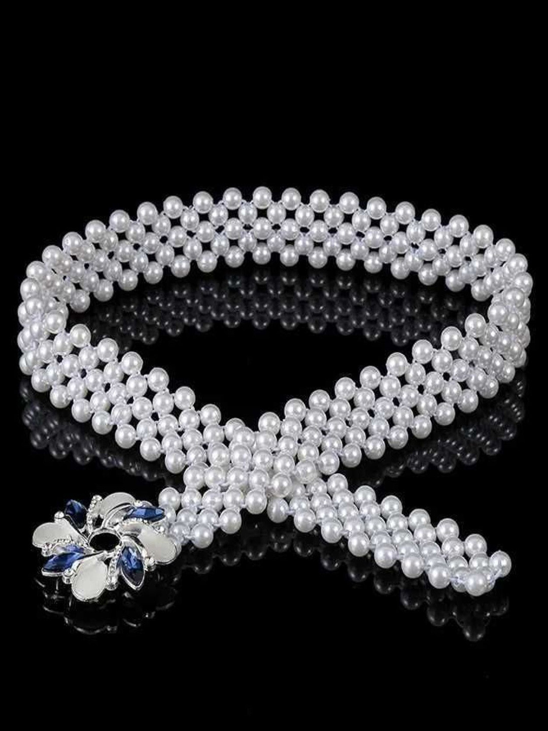 SYGA Women Adjustable Stretchable Pearl Waist Belt