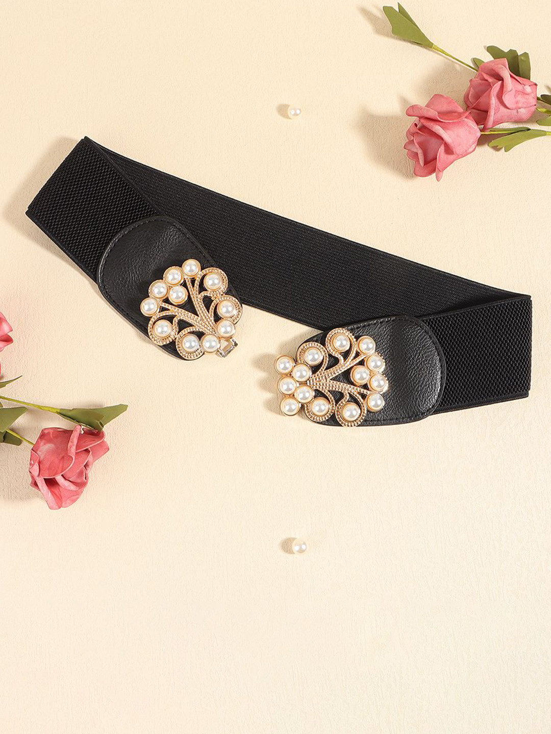 SYGA Women Embellished Gold Leaf Elastic Waist Belt