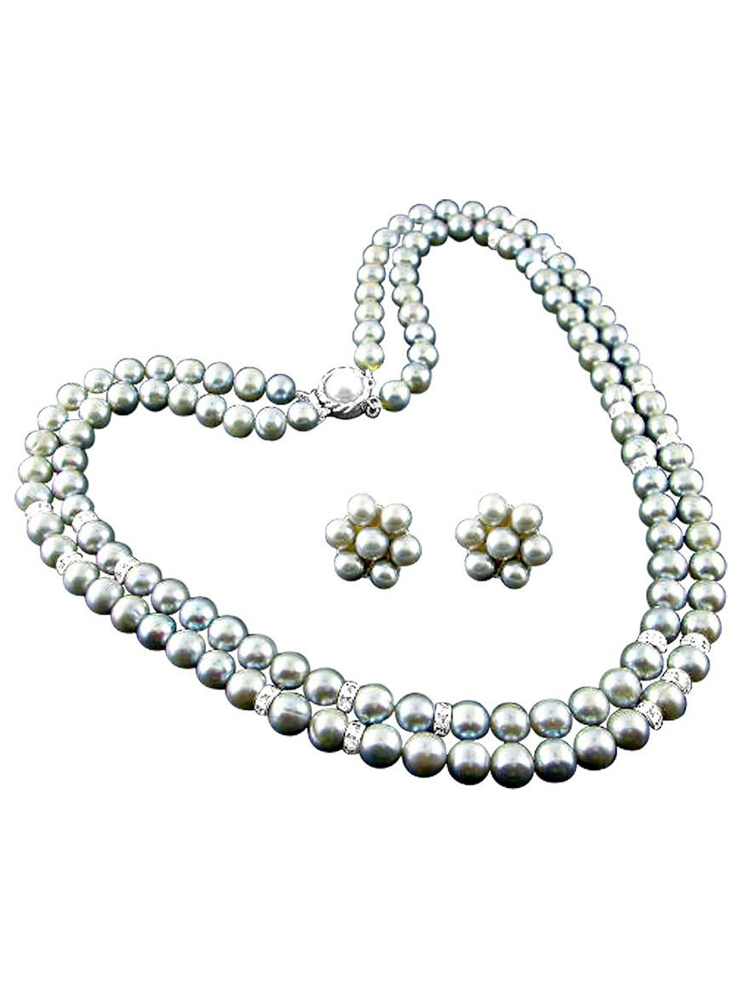 Sri Jagdamba Pearls Dealer Sliver-Plated Pearls Jewellery Set