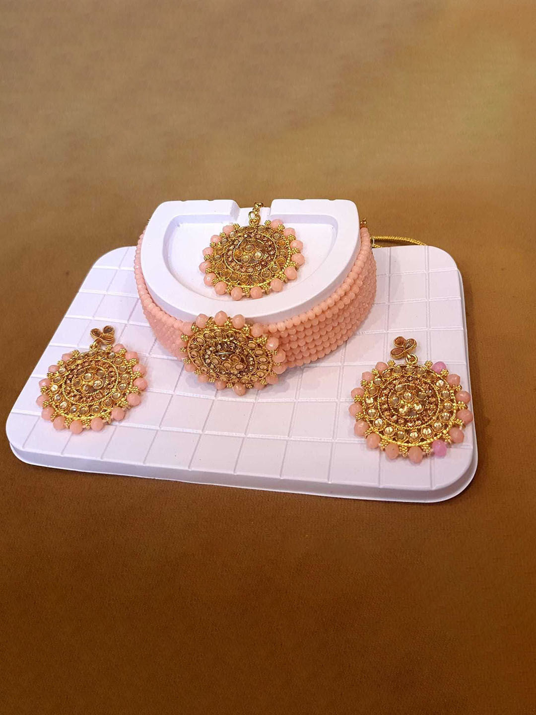 JMBW INTERNATIONAL Pearls Necklace With Earrings and Mangtika Necklace & Earrings