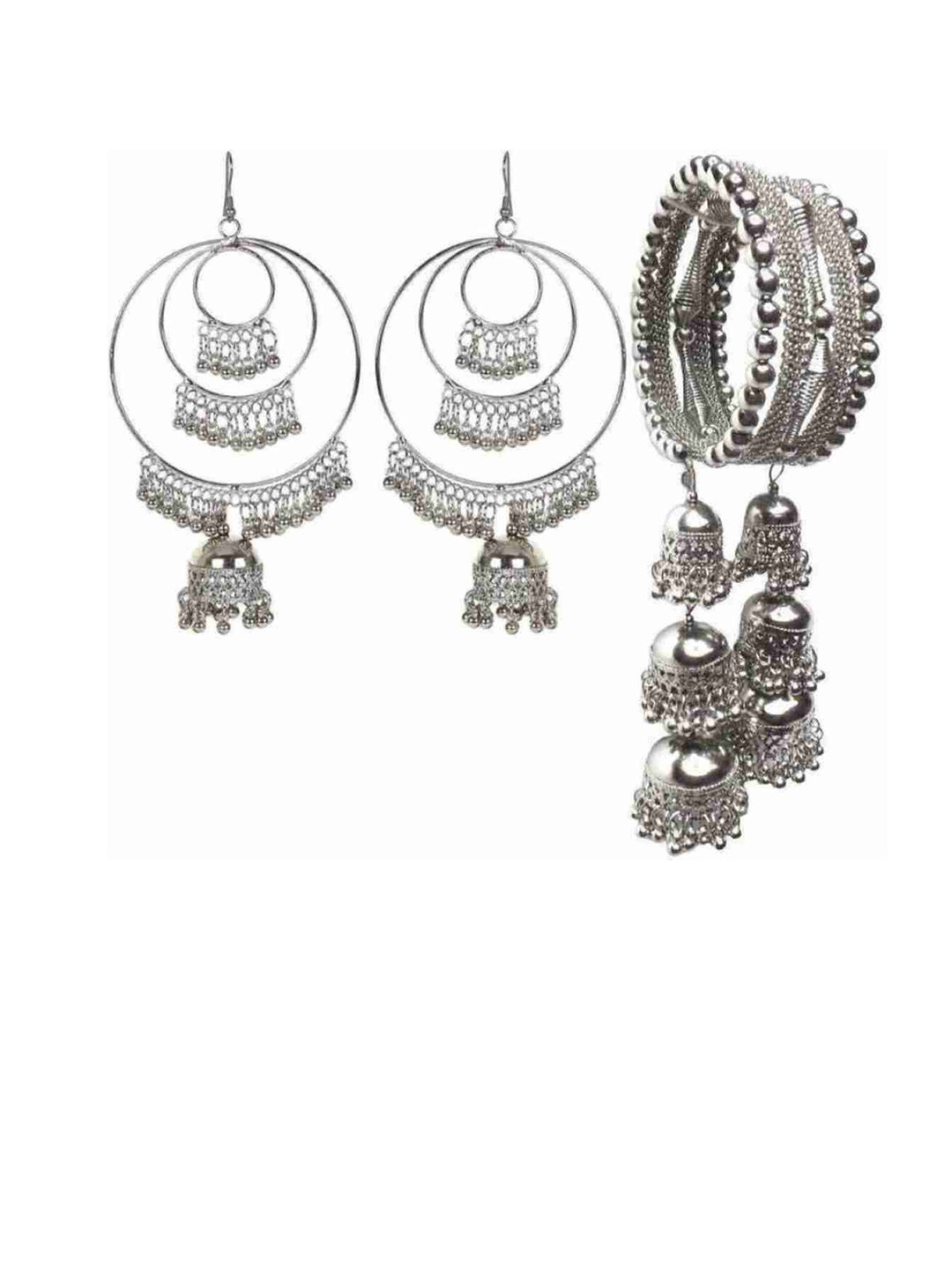 JMBW INTERNATIONAL Oxidised Silver Sterling Silver Bangle With Earrings