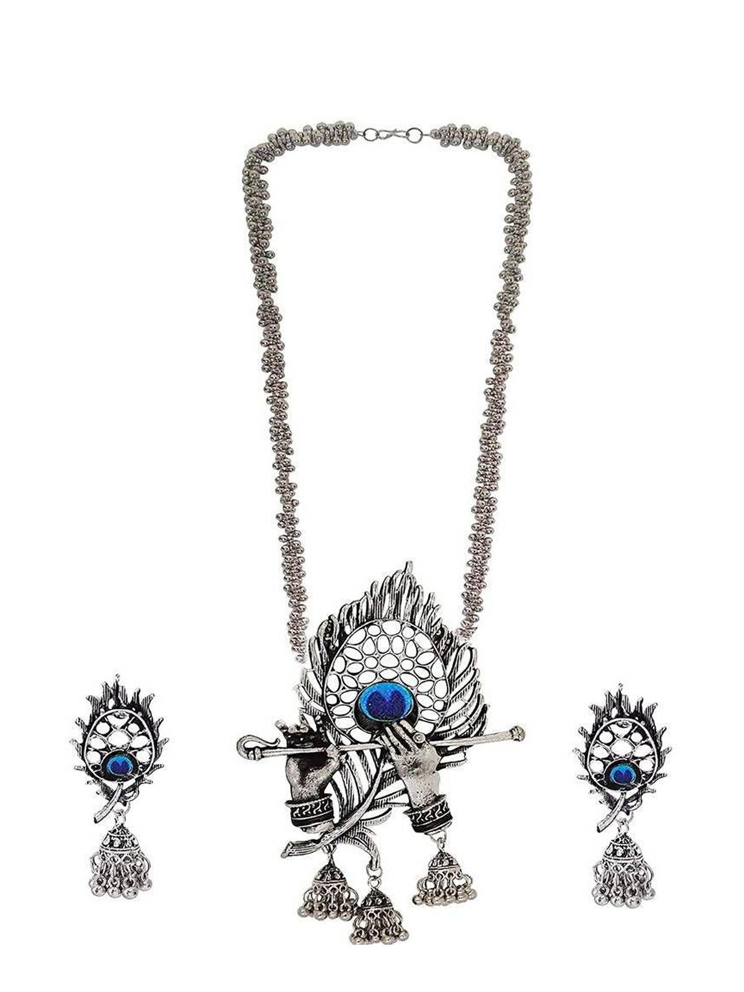 JMBW INTERNATIONAL Silver-Plated Sterling Silver Lord Krishna Flute Jewellery Set