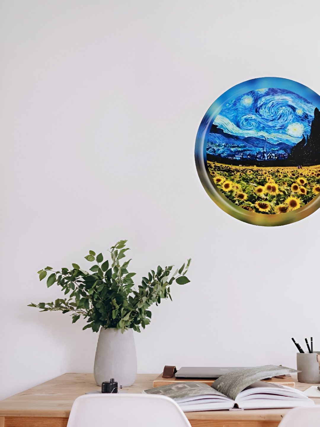 Homspurts Vincent Van Gogh Wall Plates Metal Floral Matte Hanging Hall -12In