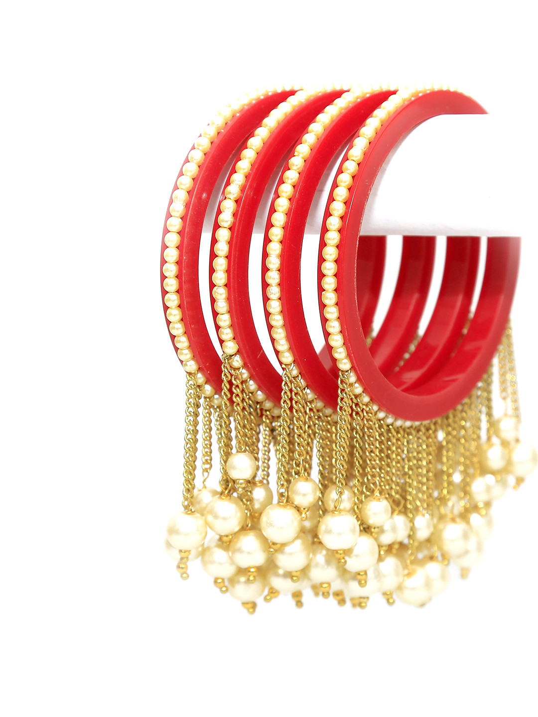 Zindura Set Of 4 Gold-Plated Stone-Studded Bangles