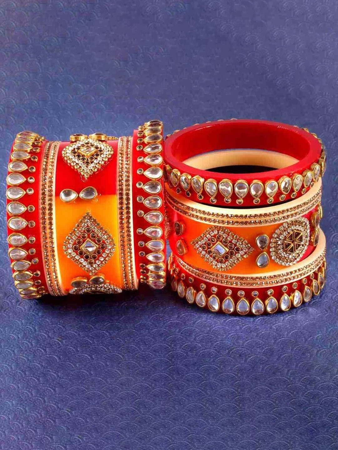 Zindura Pack Of 2 Gold-Plated Crystal Studded Chuda Bangles
