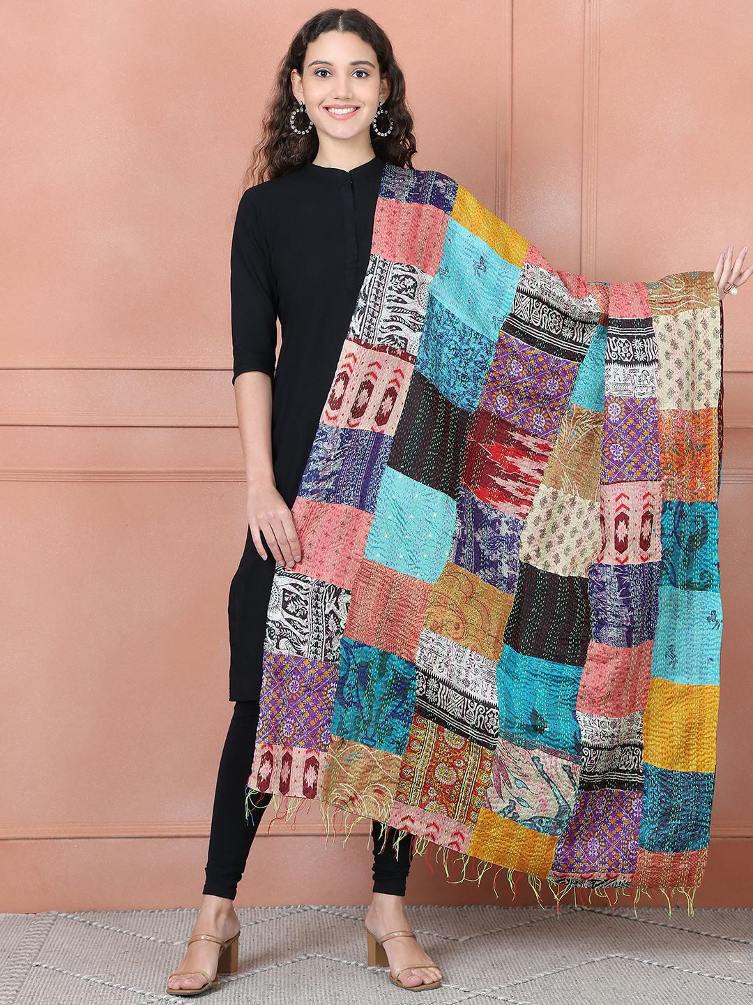 LOOM LEGACY Abstract Embroidered Dupatta
