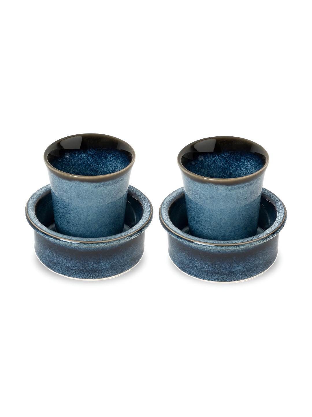 BODHI HOUSE Blue 2 Pieces Ceramic Microwave Safe Glossy Tea Set