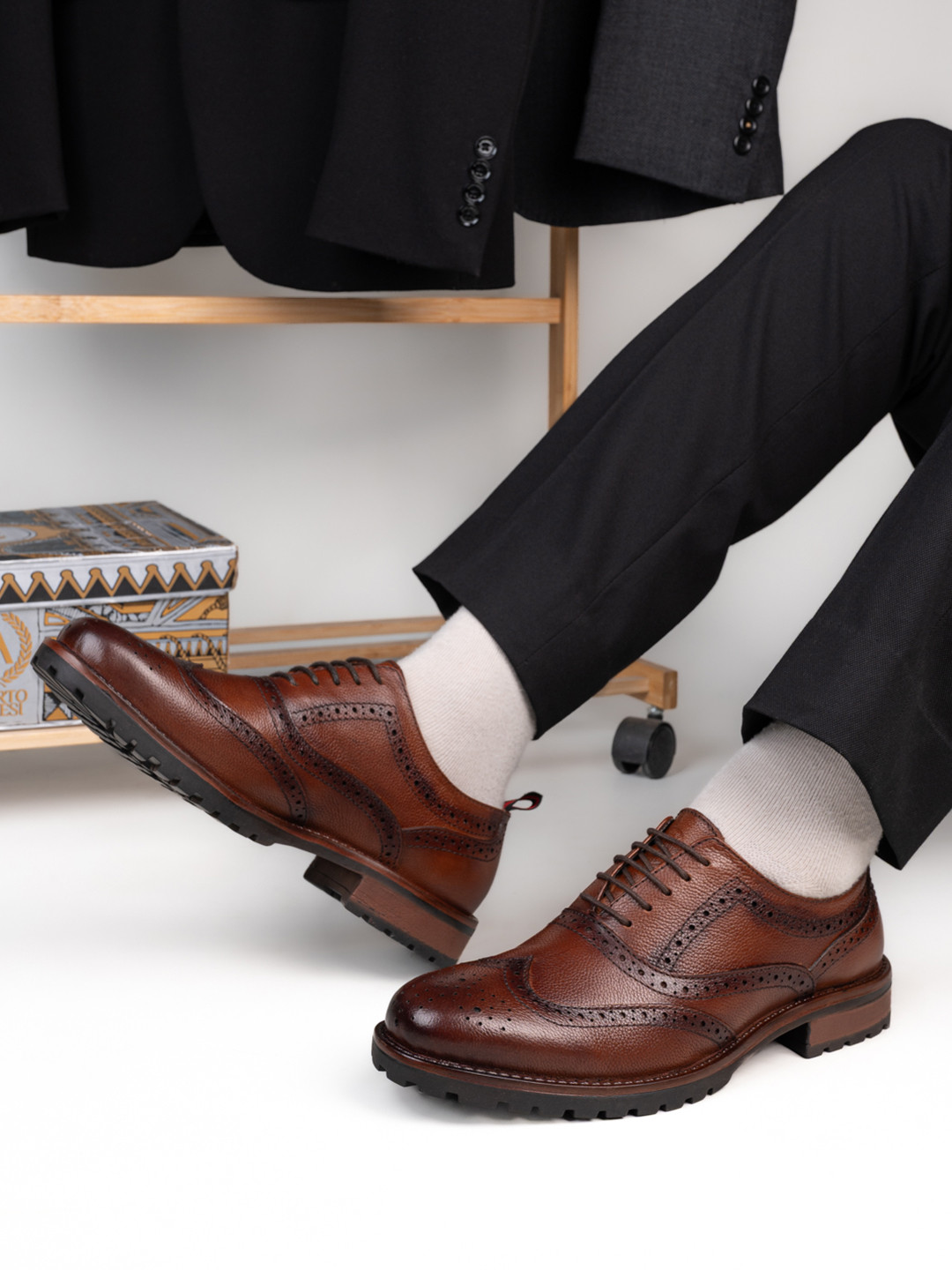 Alberto Torresi Men Textured Lace-Up Brogues