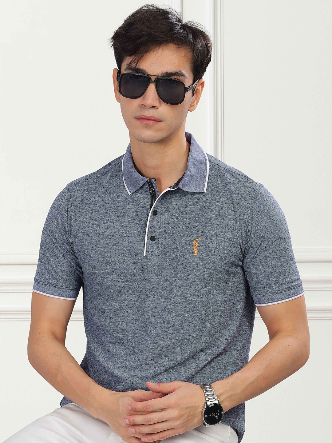 STELLERS Men Wrinkle Free Stretchable Tipping Polo Collar T-shirt