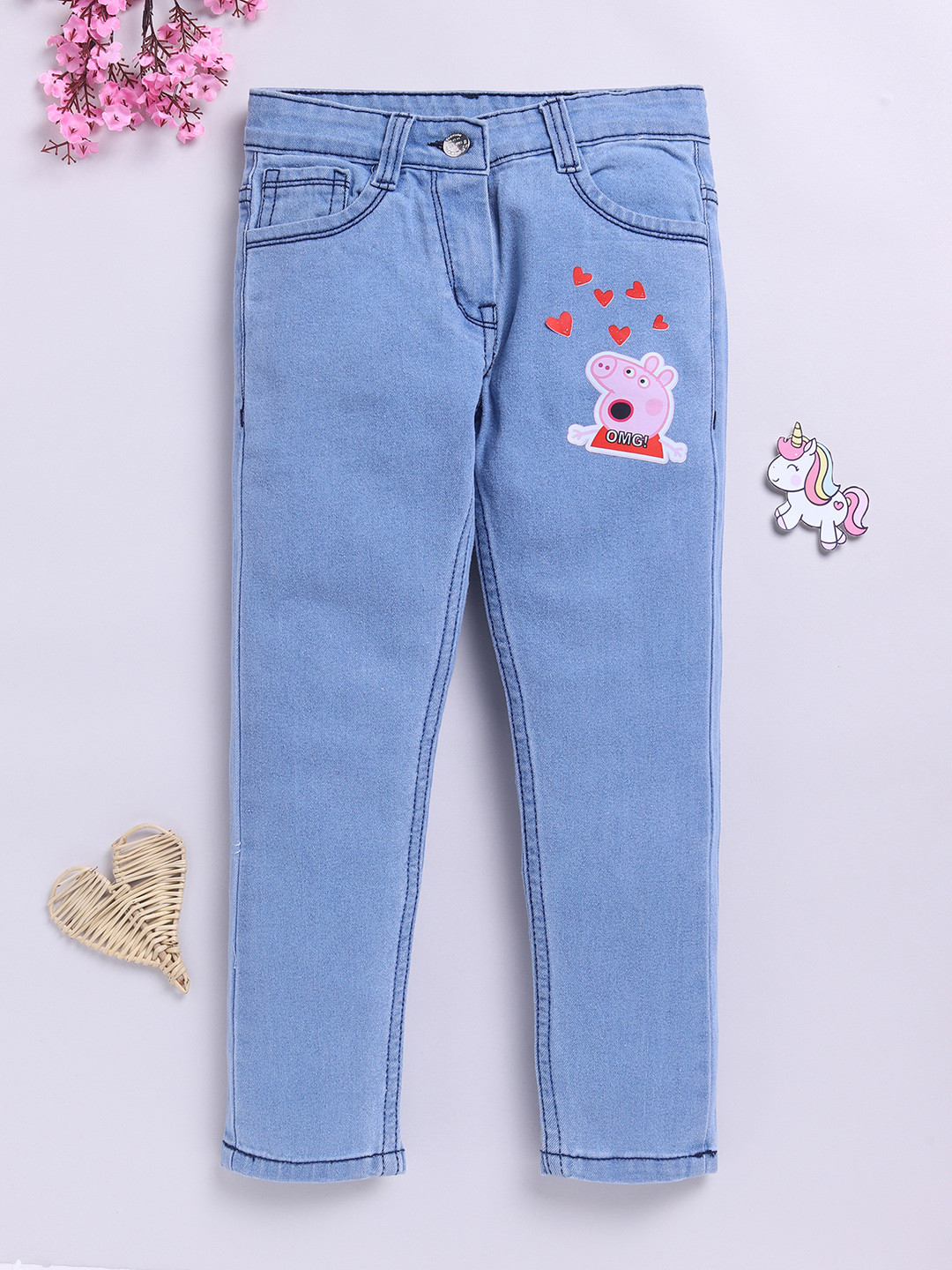 Here&Now X Game Begins Girls Slim Fit Printed Stretchable Jeans