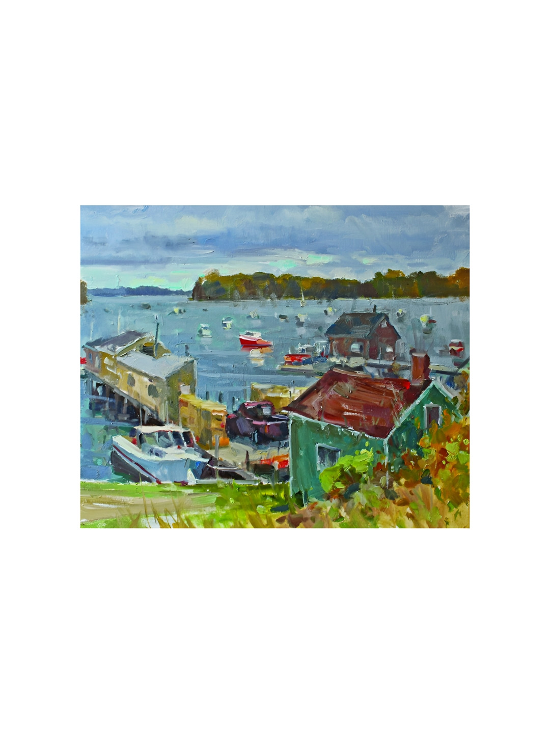 Inephos Green & Blue Saying Goodbye Canvas Wall Painting