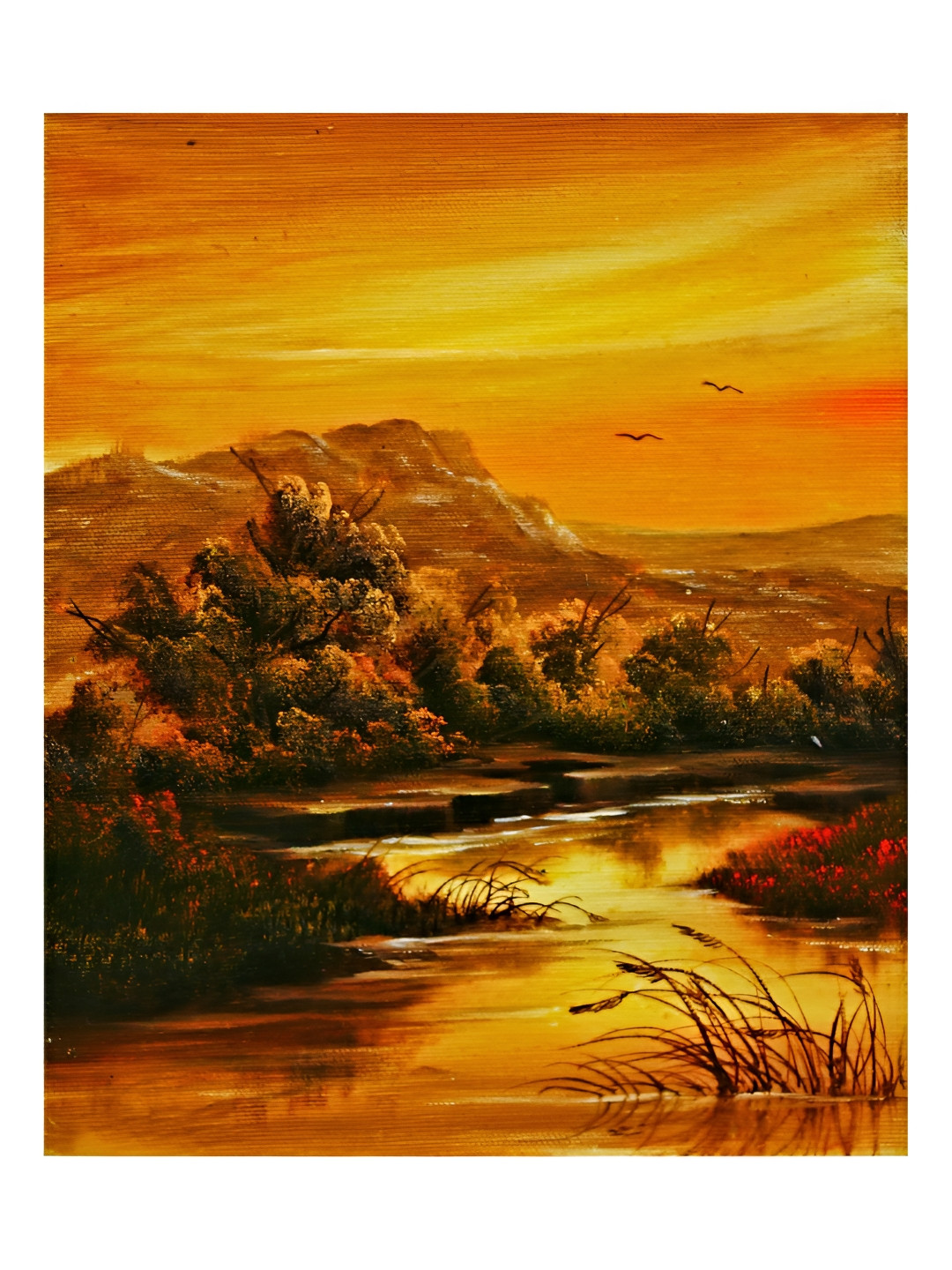 Inephos Orange & Yellow Peace Printed Canvas Wall Painting