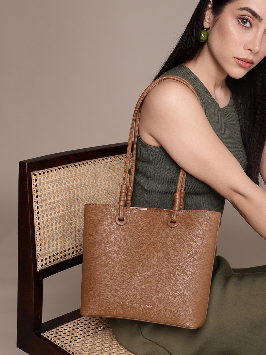 French Connection Women College Tote BagWith Pouch