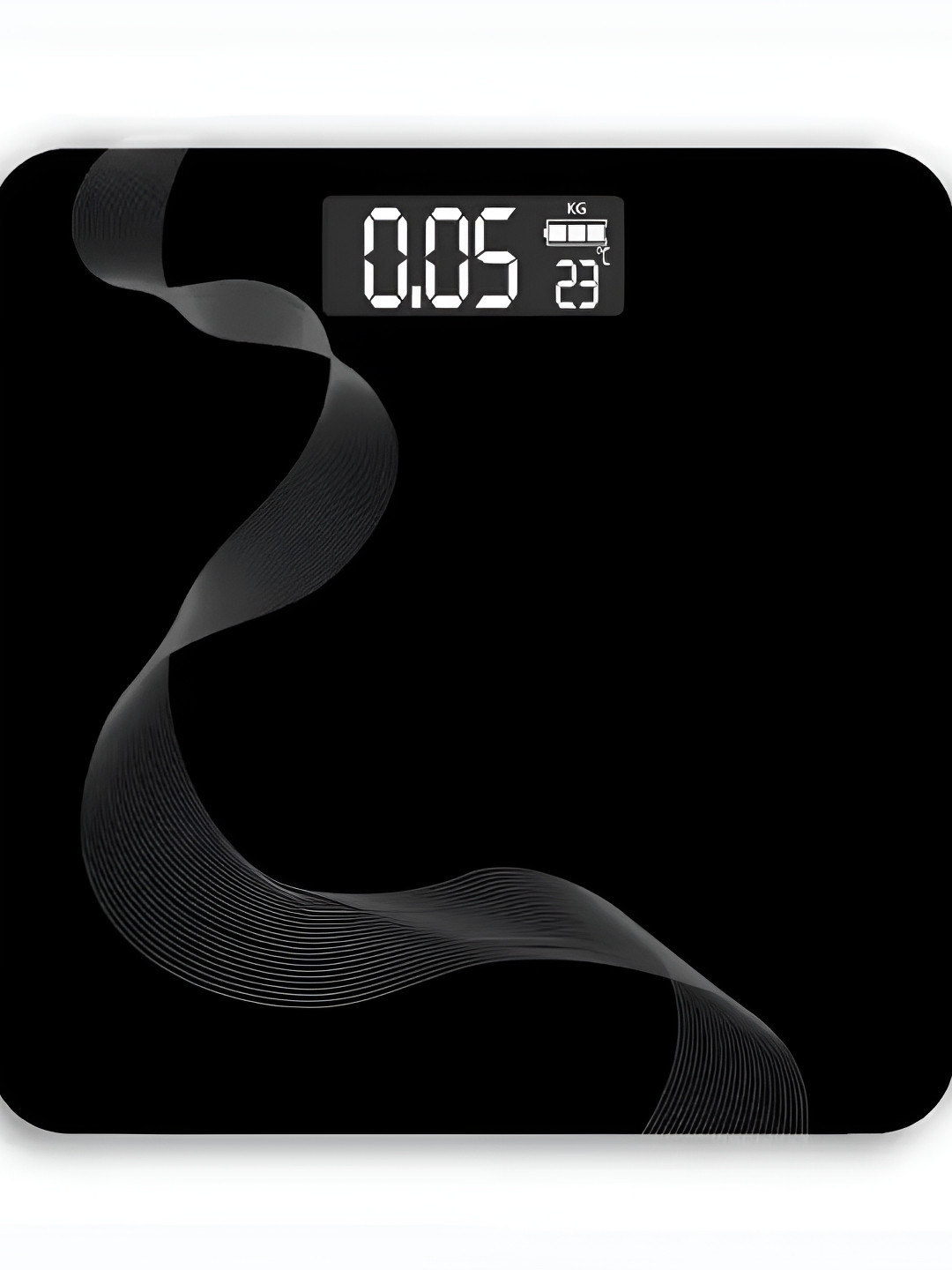 BELENZO Black & Grey Nag Wavee Printed Glass Body Weighing Machine