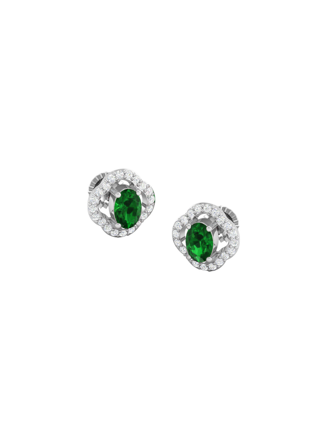 AKSHAT SAPPHIRE 92.5 Pure Sterling Silver Rhodium Plated Cubic Zirconia Studded Earrings
