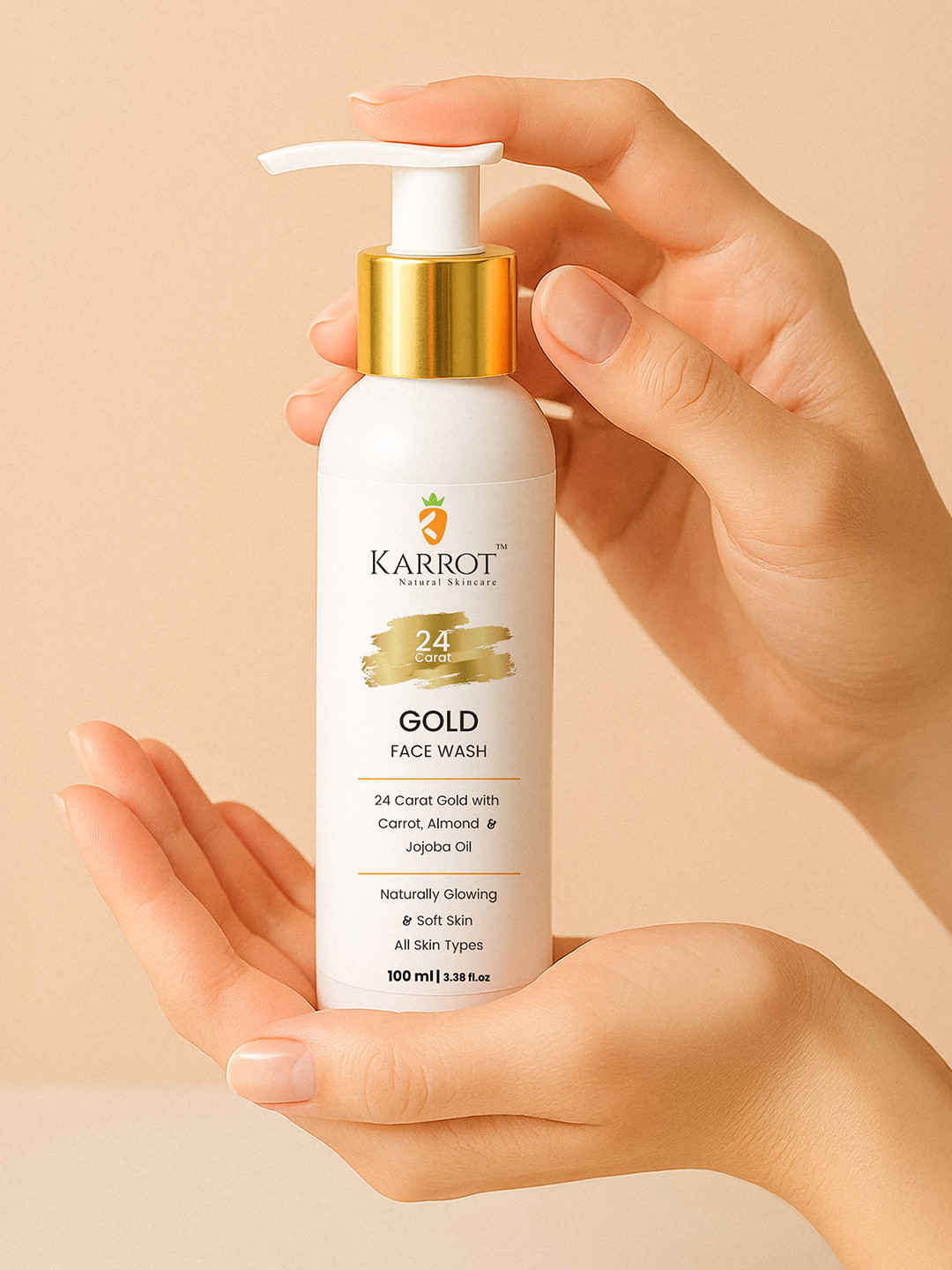 KARROT NATURAL SKINCARE 24K Gold Face Wash For Glowing & Brightening Face - 100 ml