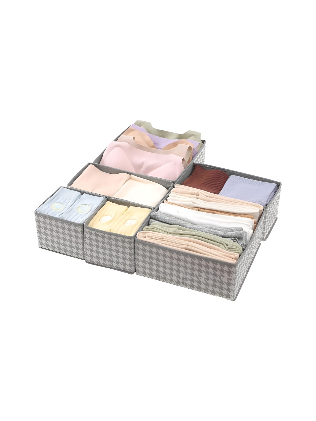 HOUSE OF QUIRK Grey & White 6 Pieces Abstract Drawer Organisers