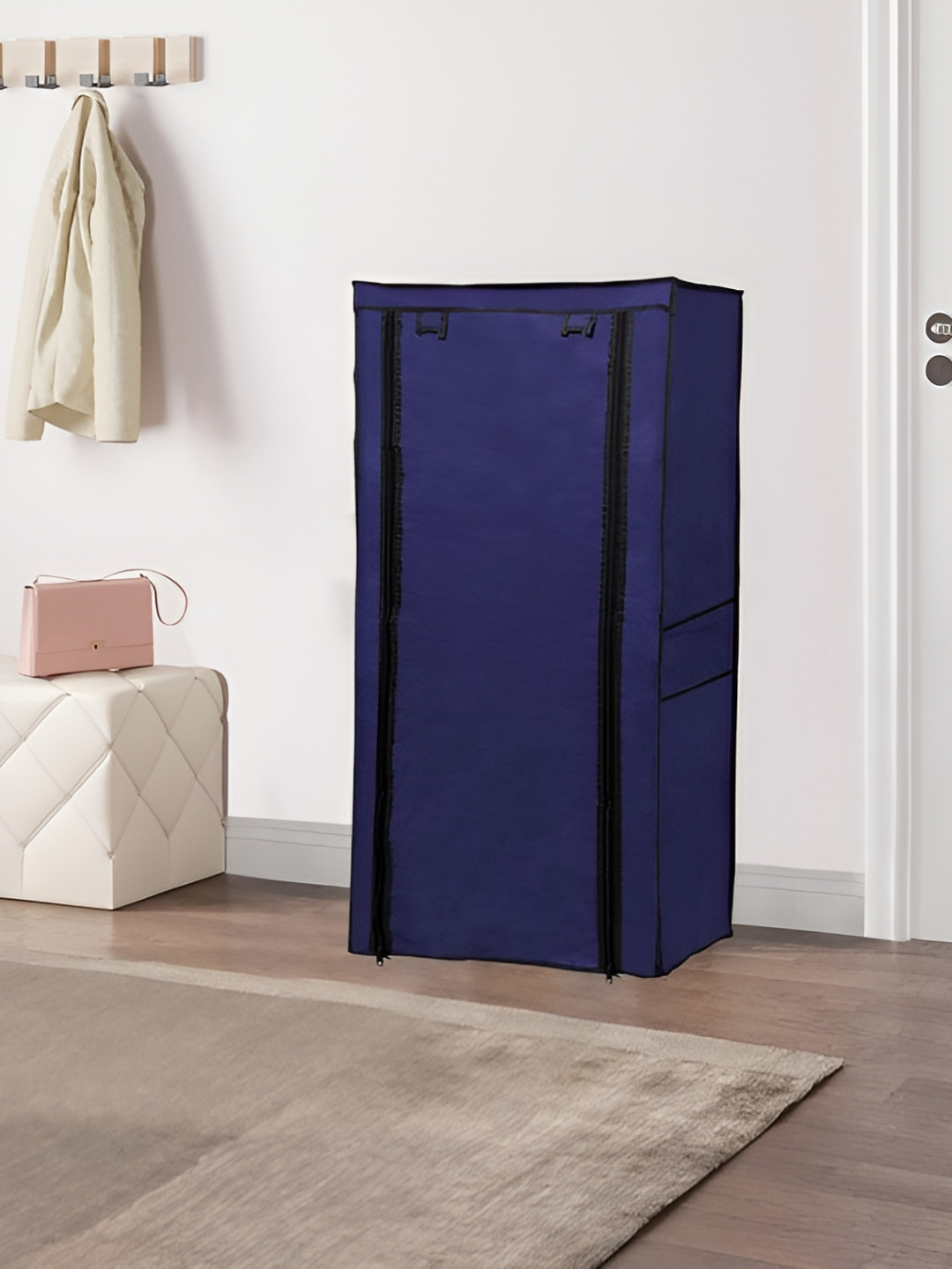 Urban Choice Blue and Black 7-Layers Collapsible Shoe Rack