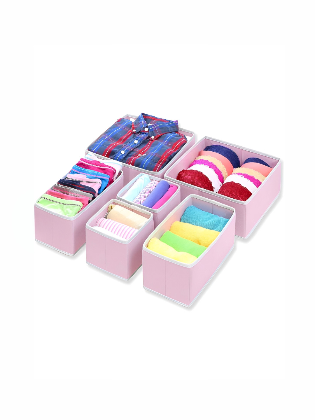 HOUSE OF QUIRK Pink 6 Pieces Regular Drawer Organisers
