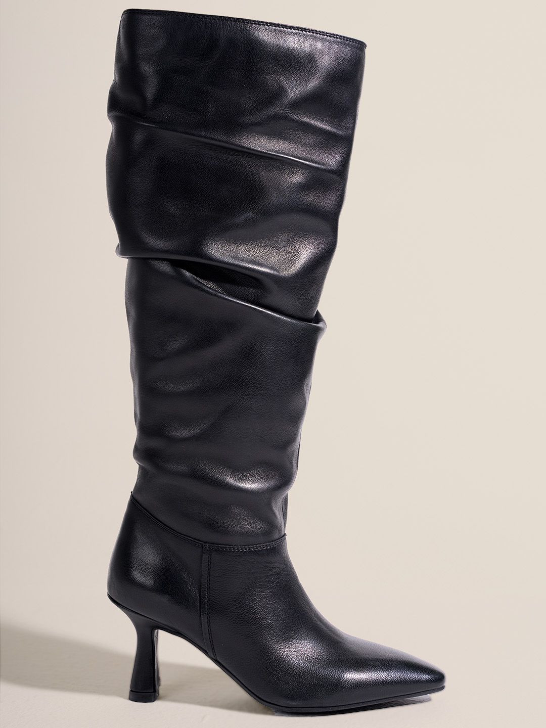 Peach Flores Women Leather Slouchy Boots