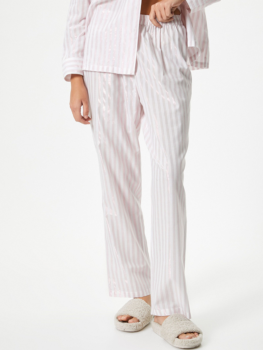 Koton Women Striped Shirt & Pyjamas Night suit