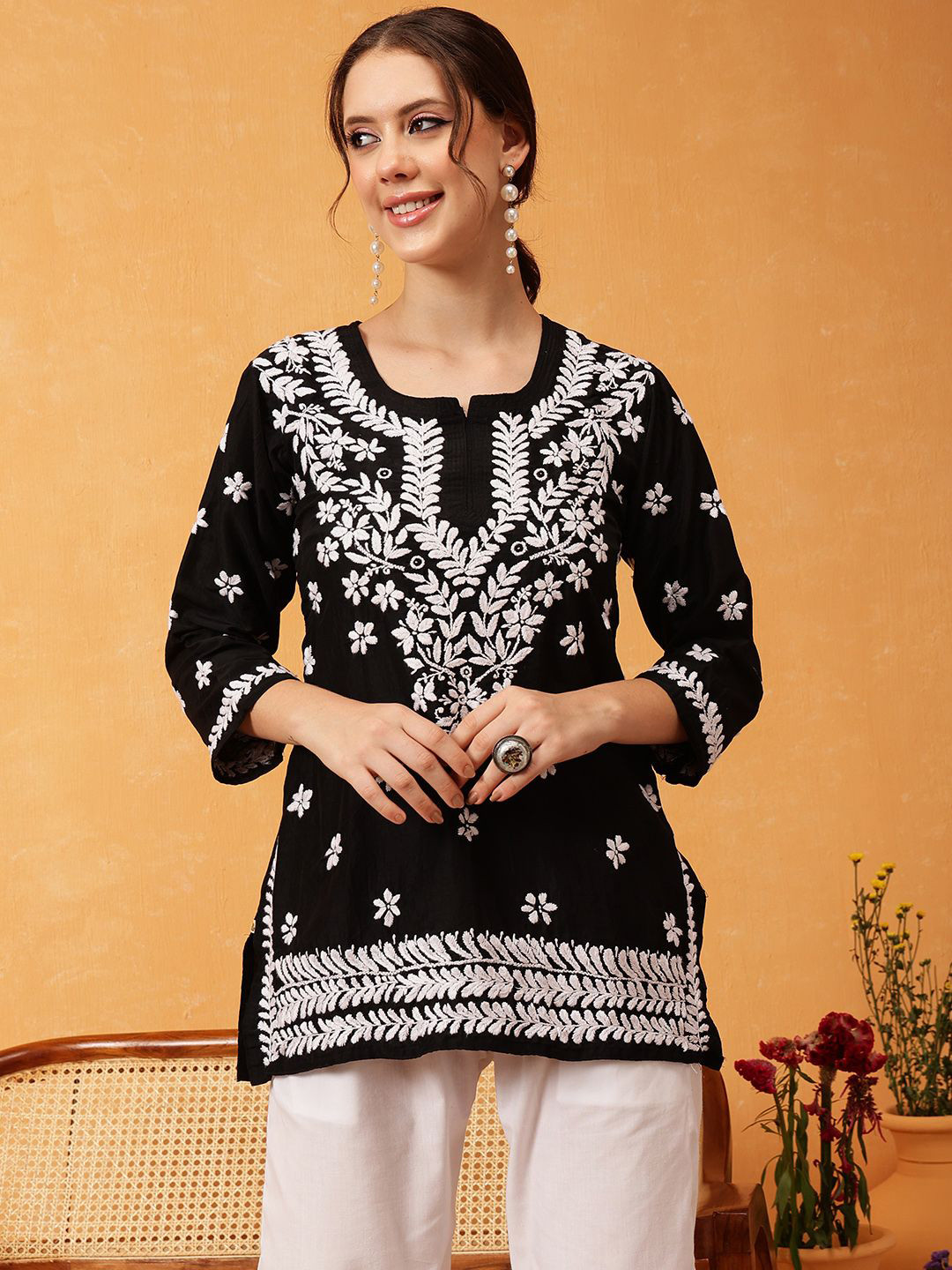 ADA Women Ethnic Motifs Embroidered Chikankari Kurti