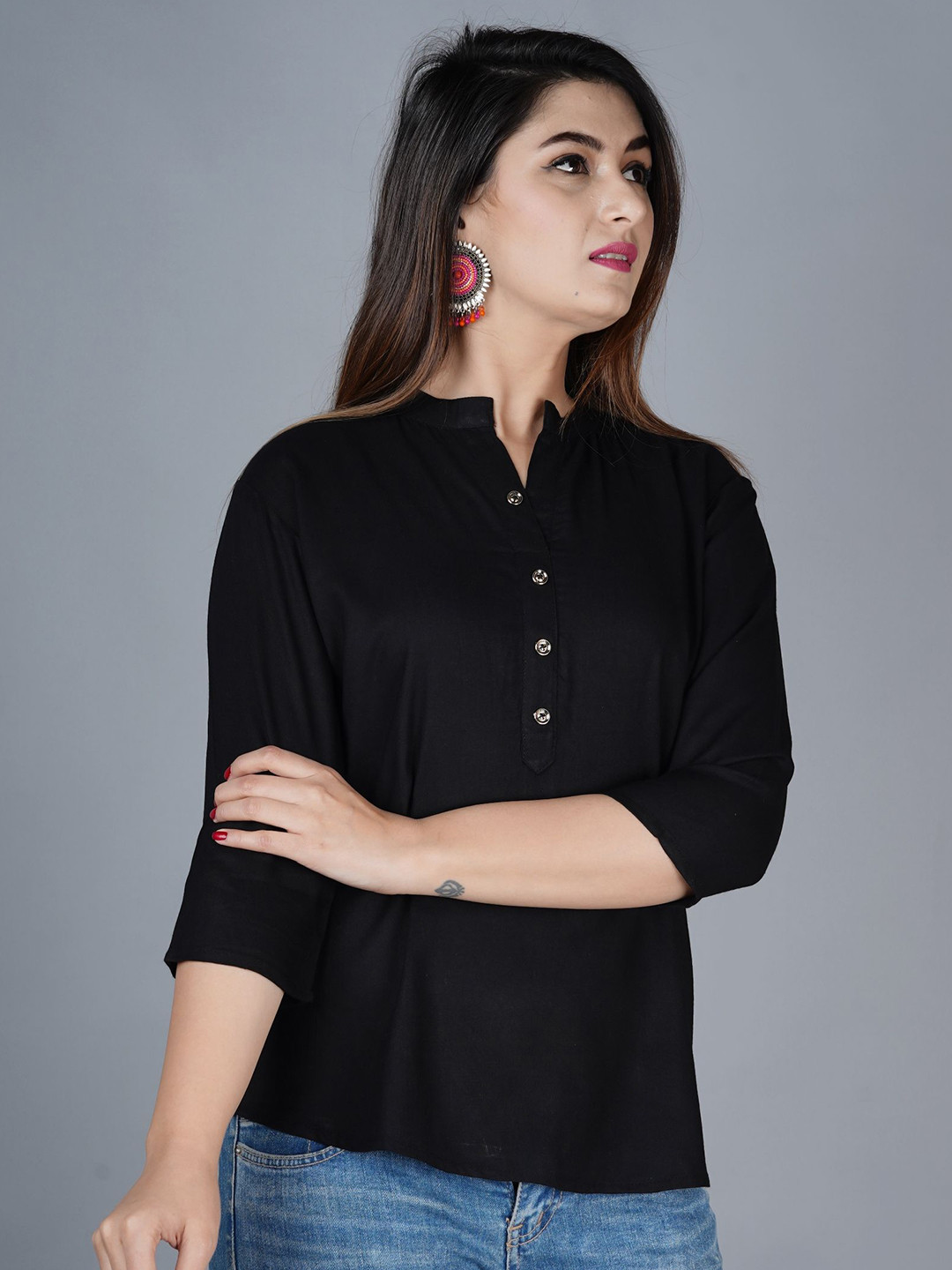 Brijam Women Mandarin Collar Top