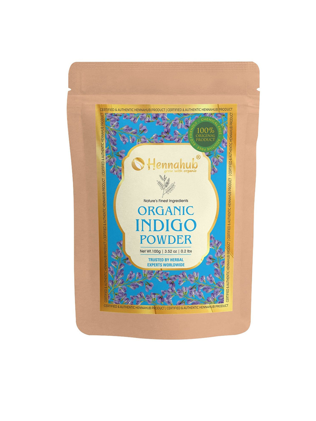 HENNAHUB Organic Indigo Powder For Natural Hair Dyeing - 100 g