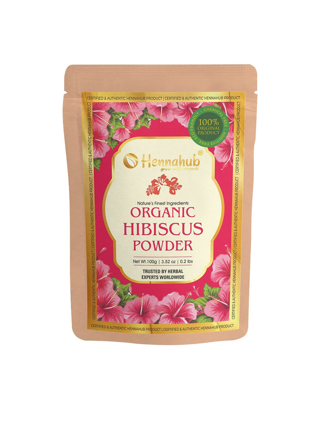 HENNAHUB Organic Hibiscus Powder For Conditioning Hair & Revitalizing Skin - 100 g