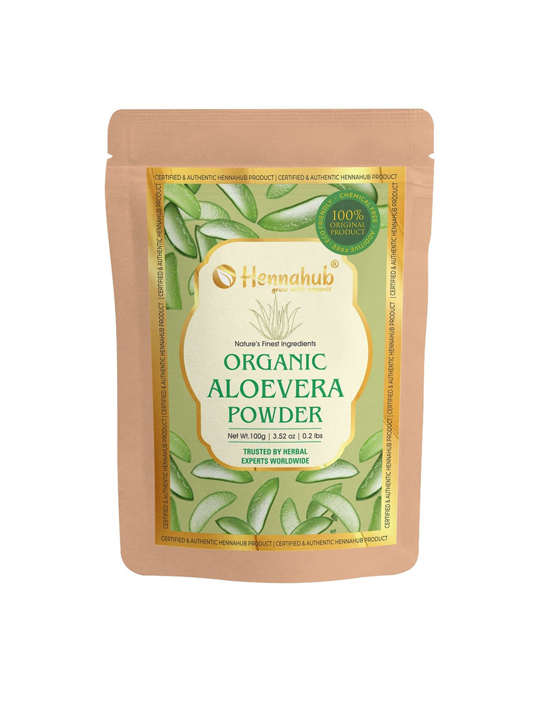 HENNAHUB Organic Aloe Vera Powder for Hydrating Skin & Strengthening Hair - 100 g
