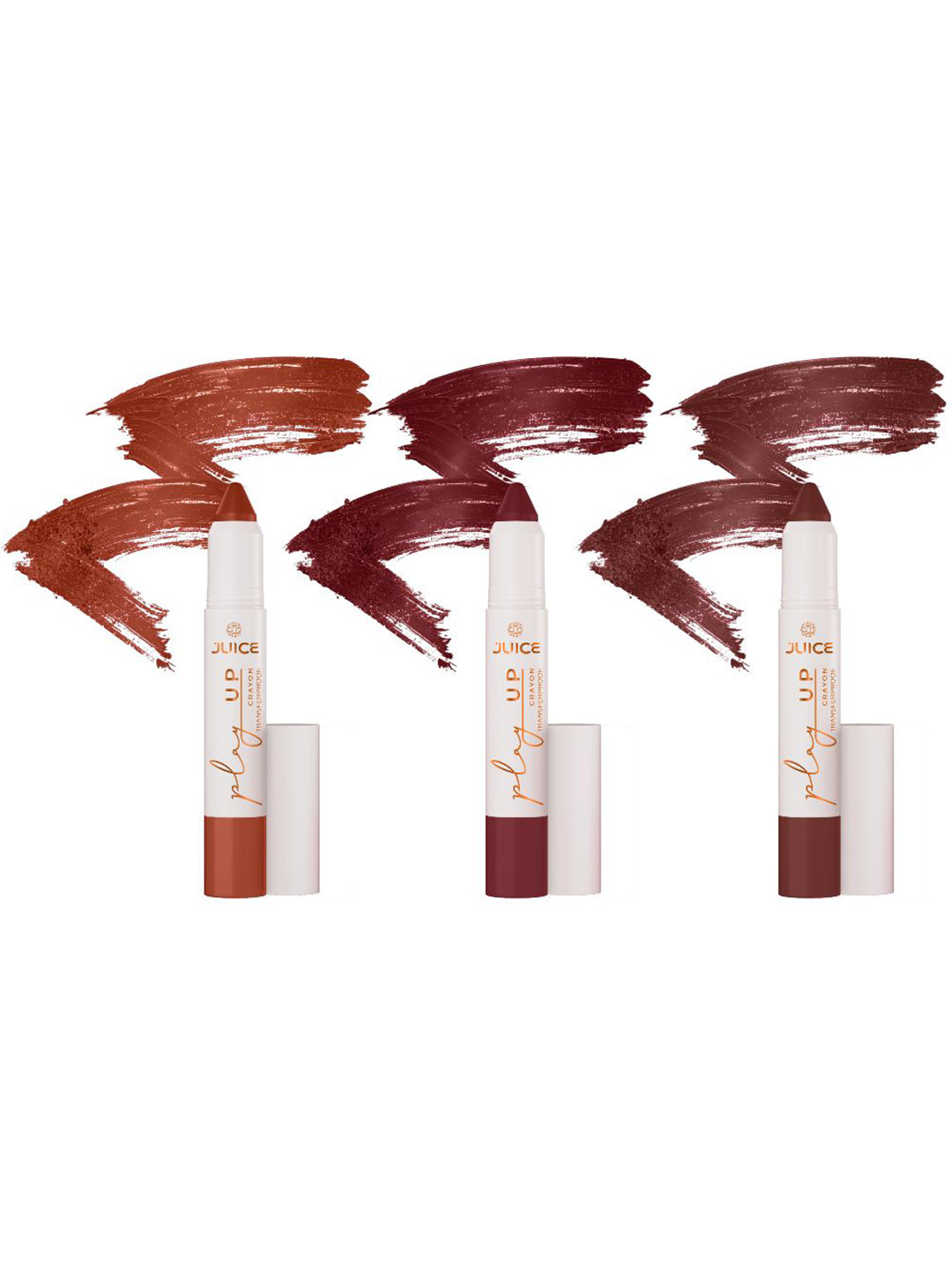 JUICE Set Of 3 Play Up Transfer Proof Lip Crayon Lipstick - 9 g Each - MCR03 MCR12 MCR04