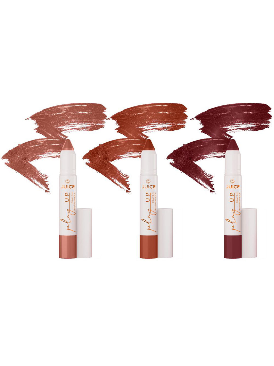 JUICE Set Of 3 Play Up Transfer Proof Lip Crayon Lipstick - 9 g Each - MCR01 MCR003 MCR12