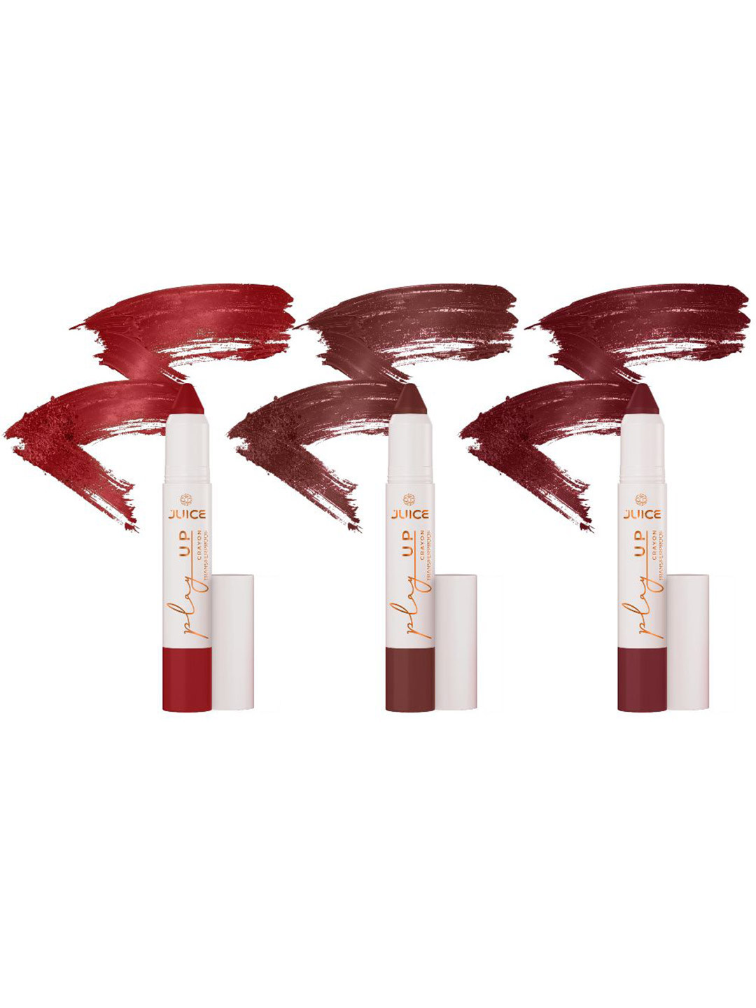 JUICE Set Of 3 Play Up Transfer Proof Long Lasting Lip Crayon- 9g Each - Shade- 09- 12- 04