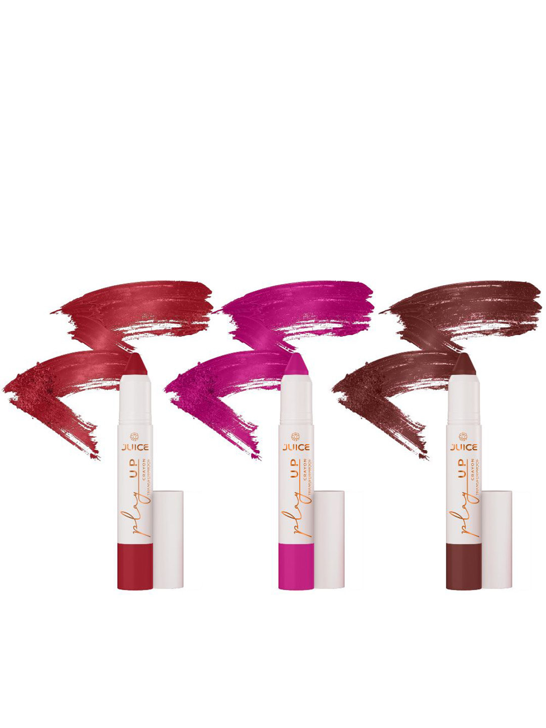 JUICE Set Of 3 Play Up Transfer Proof Lip Crayon- 9 g Each -Shade- M04- M07- M08