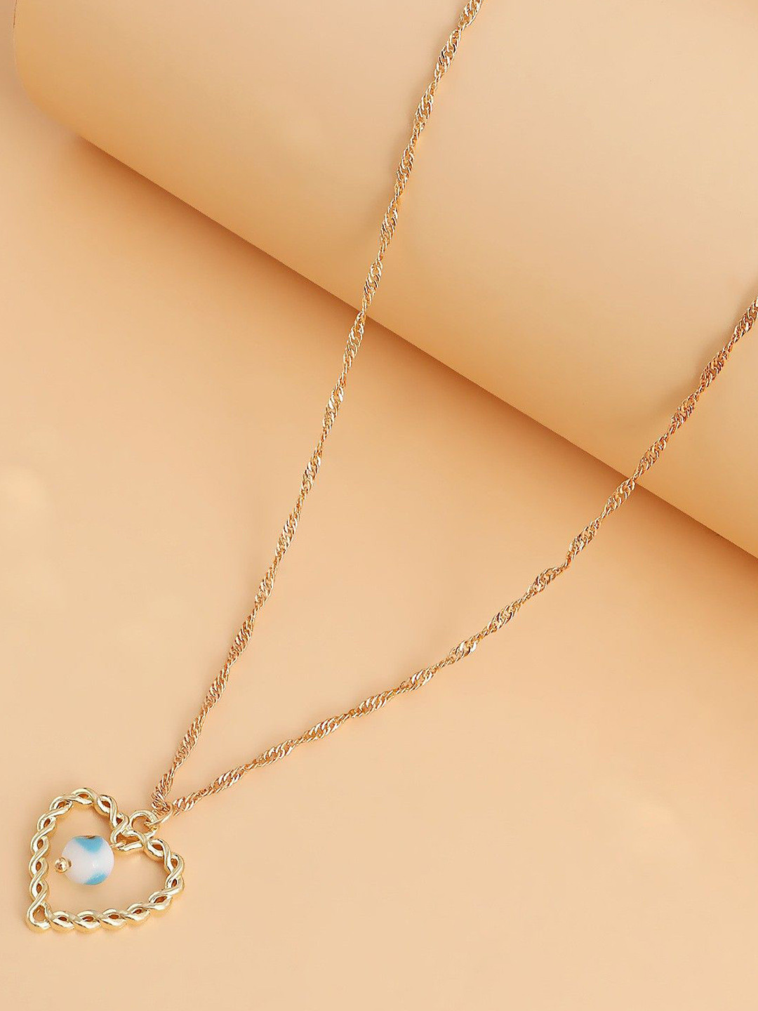 DESTINY JEWELS Gold Plated Heart Evil Eye Pendant With Chain