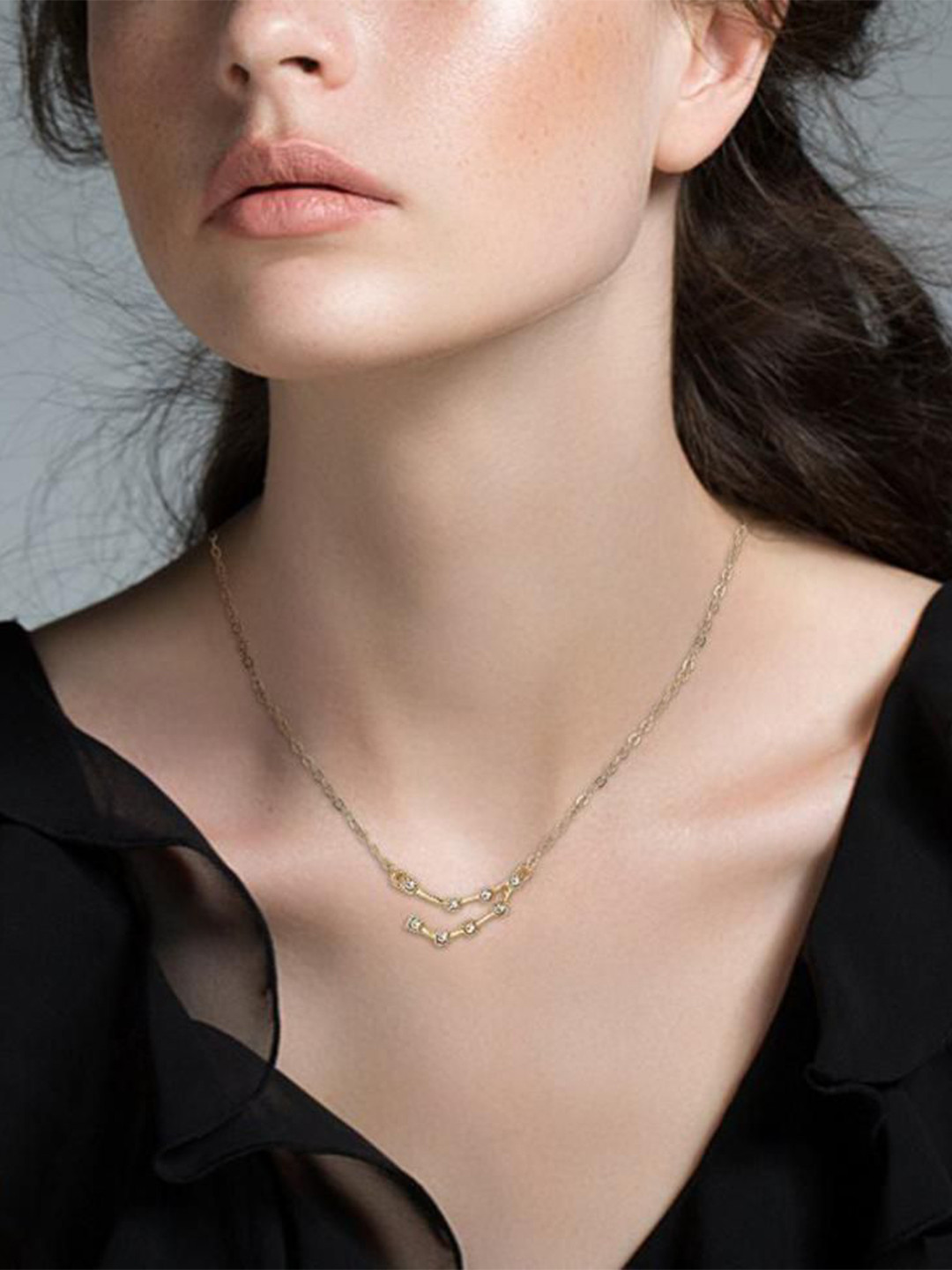 DESTINY JEWELS Gold-Plated Crystals Studded Capricom Horoscope Astrology Zodiac Chain