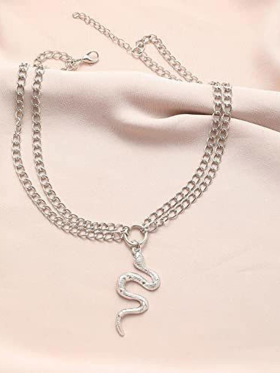 DESTINY JEWELS Silver-Plated Snake Shaped Layered Chain