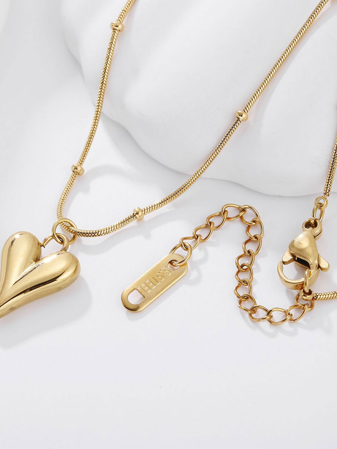 DESTINY JEWELS Gold Plated 3D Heart Shaped Stainless Steel Pendant With Chain